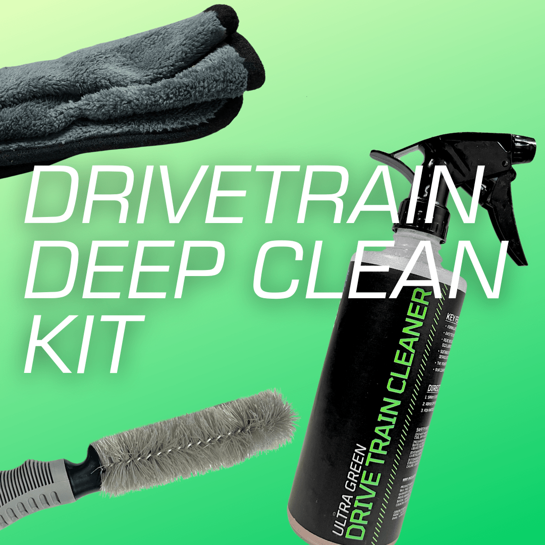 Drivetrain Deep Clean Kit | Ultra Green Drivetrain Cleaner + Drivetrain Cleaning Brush + Flow Microfiber Cleaning Cloth - NAC