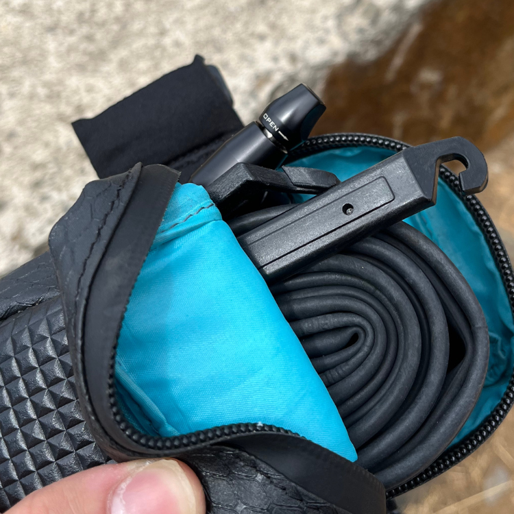 Waterproof Black frame bag that attaches to the downtube or on the top tube of a cycle