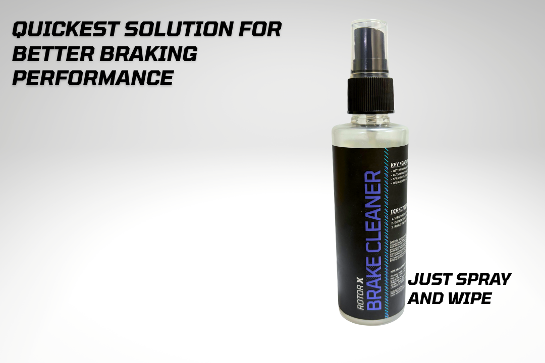 Brake cleaner spray bottle with text on a white background