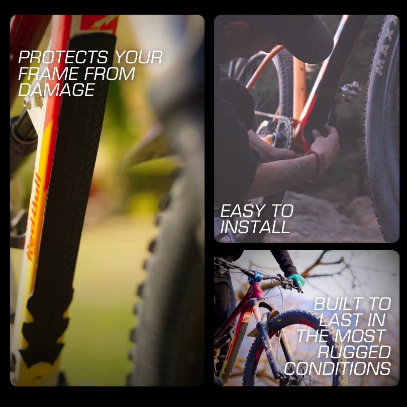 Rugged Down tube frame protector for MTB cycles and roadbikes