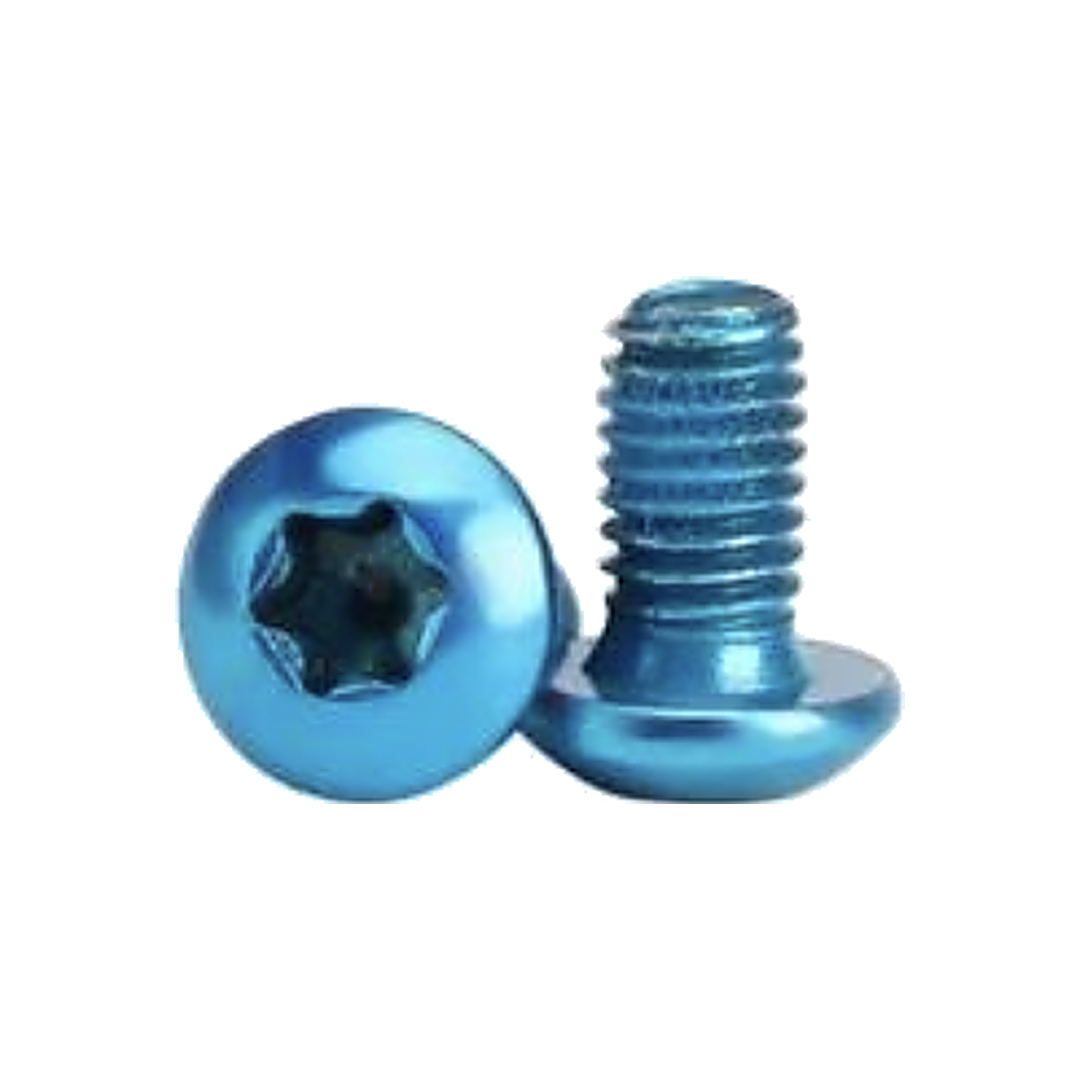 Blue NAC Chroma 12 T25 disc brake rotor bolt, M5 button head